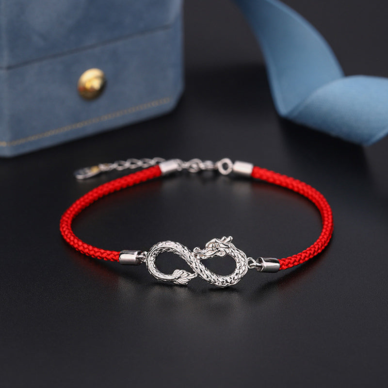 Buddha Stones Year Of The Dragon 999 Sterling Silver Endless Knot Luck Protection Bracelet - 14-18cm - image 0