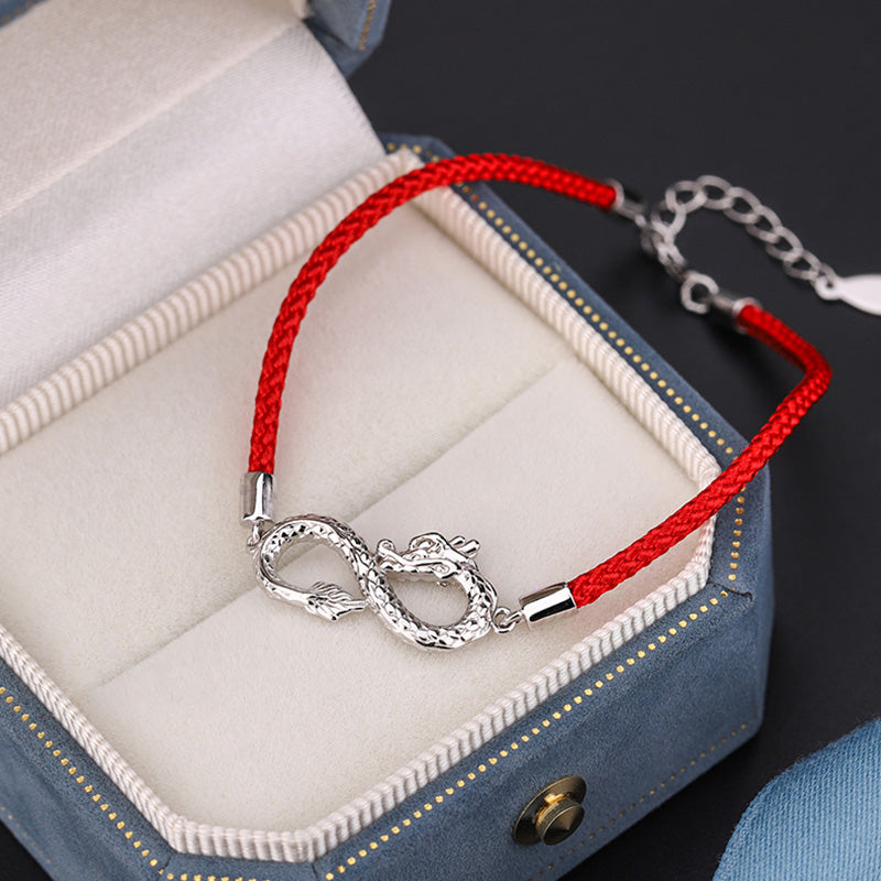 Buddha Stones Year Of The Dragon 999 Sterling Silver Endless Knot Luck Protection Bracelet - image 1