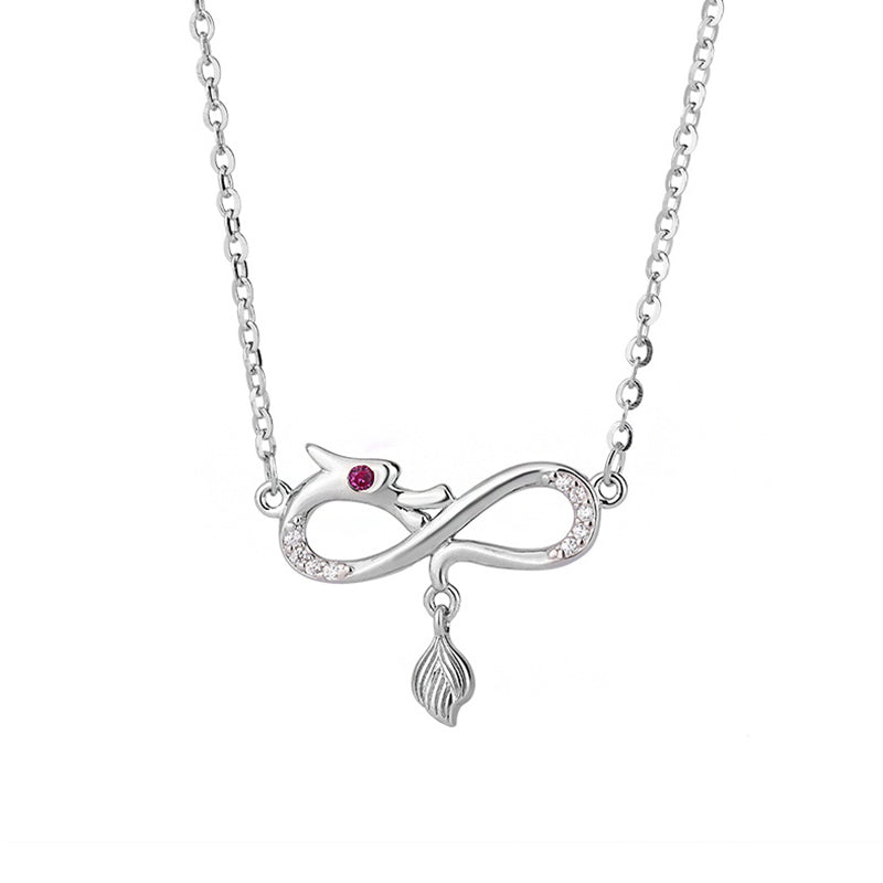Buddha Stones 999 Sterling Silver Year Of The Dragon Endless Knot Tail Charm Protection Necklace Pendant - image 5