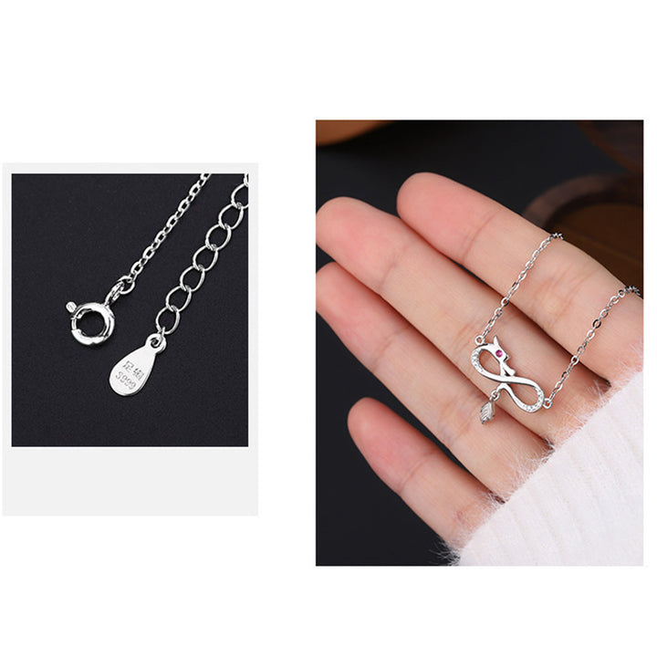 Buddha Stones 999 Sterling Silver Year Of The Dragon Endless Knot Tail Charm Protection Necklace Pendant - image 4