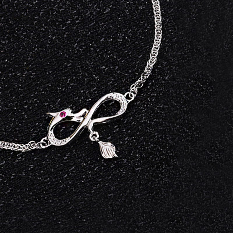 Buddha Stones Year Of The Dragon 999 Sterling Silver Zircon Endless Knot Tail Charm Luck Protection Bracelet - image 5