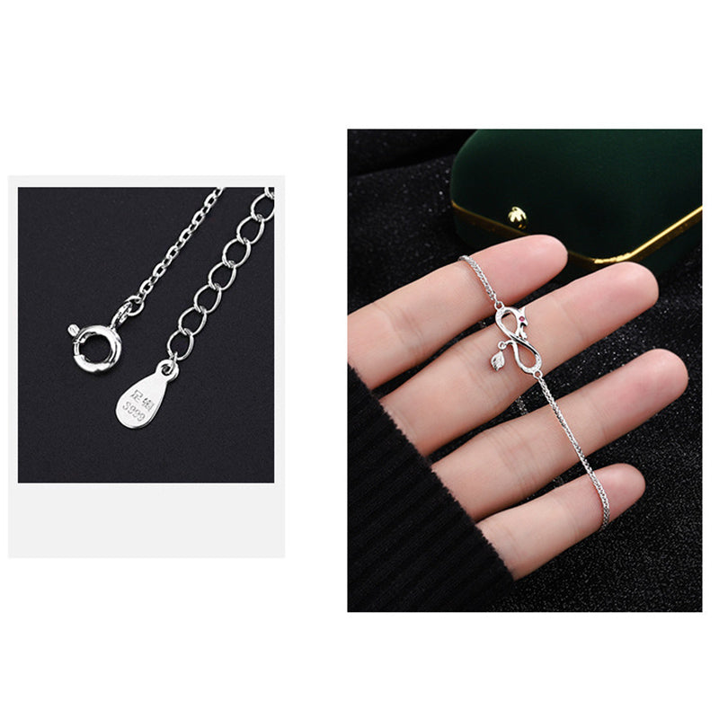 Buddha Stones Year Of The Dragon 999 Sterling Silver Zircon Endless Knot Tail Charm Luck Protection Bracelet - image 9