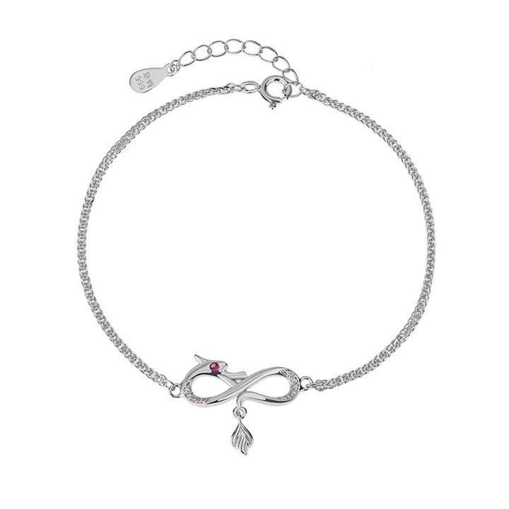 Buddha Stones Year Of The Dragon 999 Sterling Silver Zircon Endless Knot Tail Charm Luck Protection Bracelet - image 8