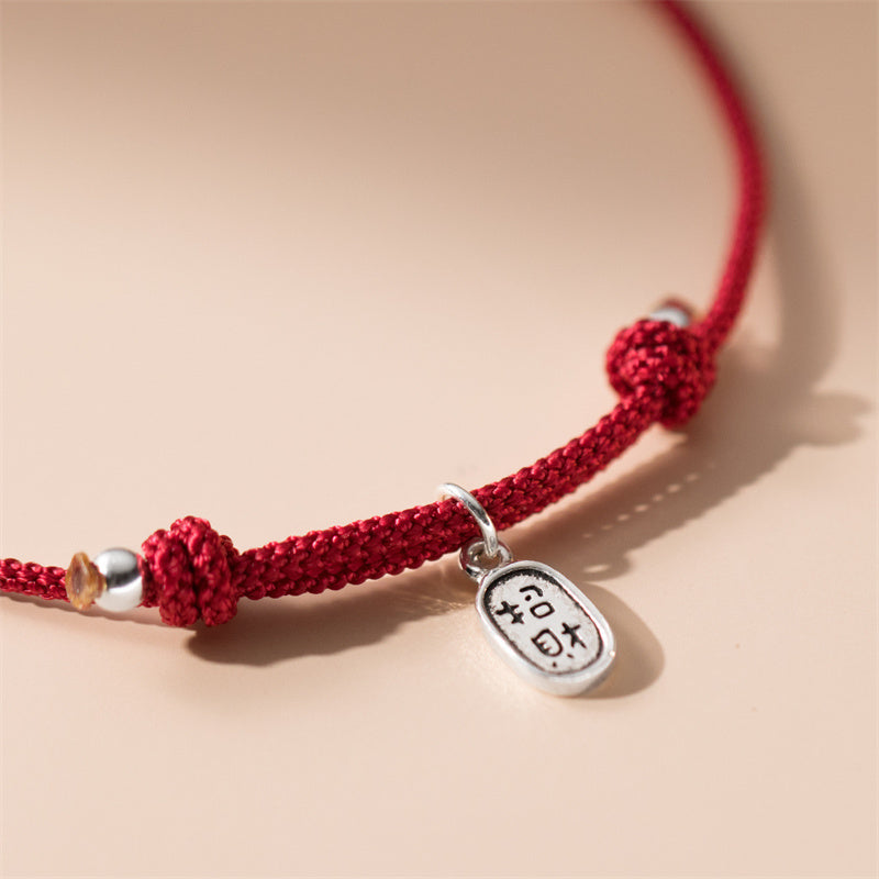 Buddha Stones 999 Sterling Silver Luck Bamboo Attract Fortune Colorful Red Rope Bracelet - image 3