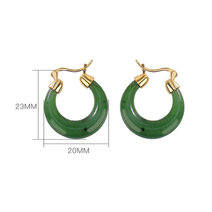 Buddha Stones 925 Sterling Silver Plated Gold Natural Round Hetian Cyan Jade Luck Drop Earrings - image 6