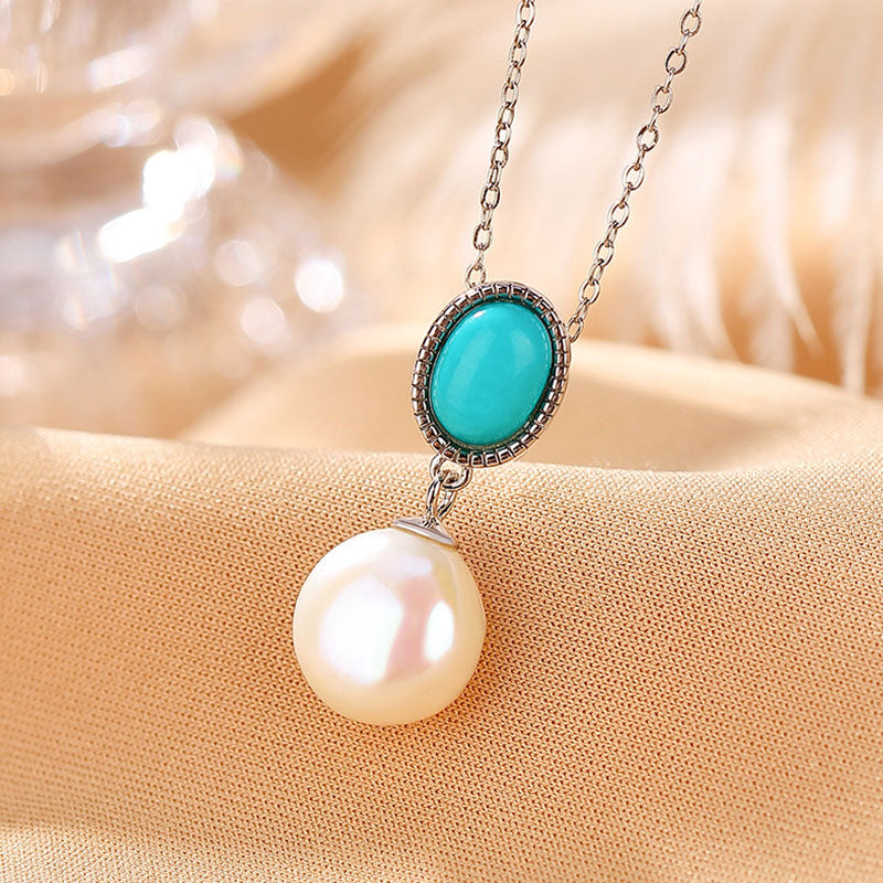 Buddha Stones 925 Sterling Silver Pearl Turquoise Healing Wisdom Necklace Pendant Ring Earrings - Necklace - image 1