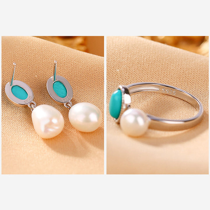 Buddha Stones 925 Sterling Silver Pearl Turquoise Healing Wisdom Necklace Pendant Ring Earrings - image 14