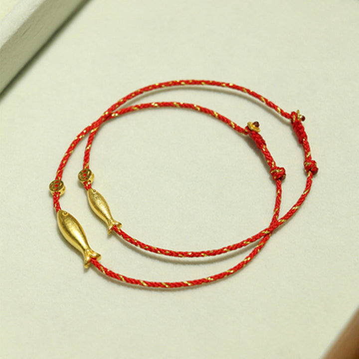 Buddha Stones 14K Gold Plated Koi Fish Luck Wealth Braided Bracelet - image 1