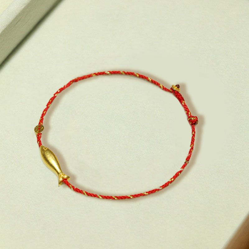 Buddha Stones 14K Gold Plated Koi Fish Luck Wealth Braided Bracelet - Large Koi Fish 15*4.3mm(Gold Buckle)(Wrist Circumference 14-16cm) - image 3