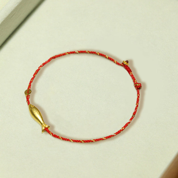 Buddha Stones 14K Gold Plated Koi Fish Luck Wealth Braided Bracelet - Large Koi Fish 15*4.3mm(Gold Buckle)(Wrist Circumference 14-16cm) - image 3