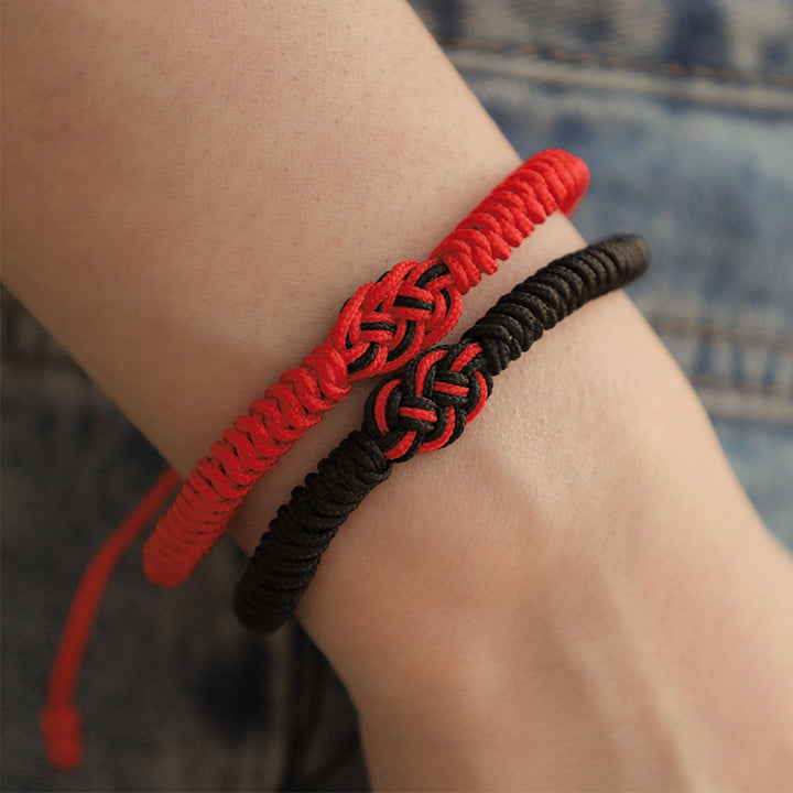 Buddha Stones 2Pcs Tibetan Luck Chinese Knot Protection String Bracelet - image 2