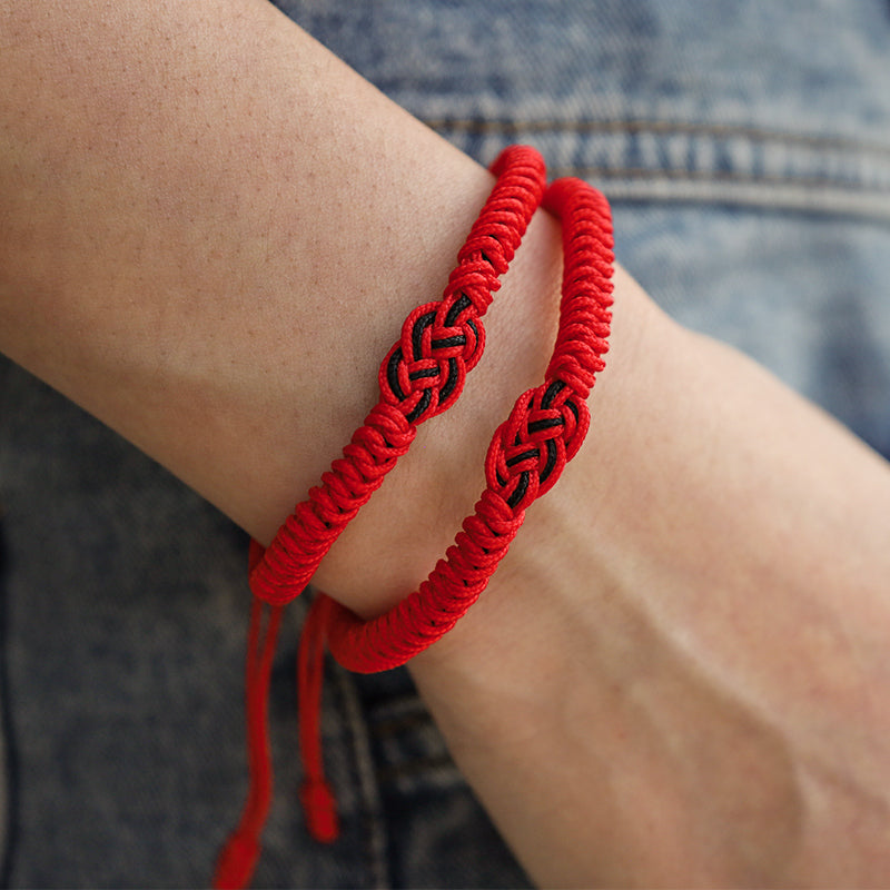 Buddha Stones 2Pcs Tibetan Luck Chinese Knot Protection String Bracelet - image 15