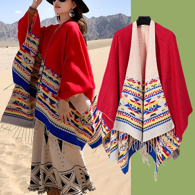 Buddha Stones Tibetan Shawl Colorful Geometry Winter Cozy Travel Scarf Wrap - image 23