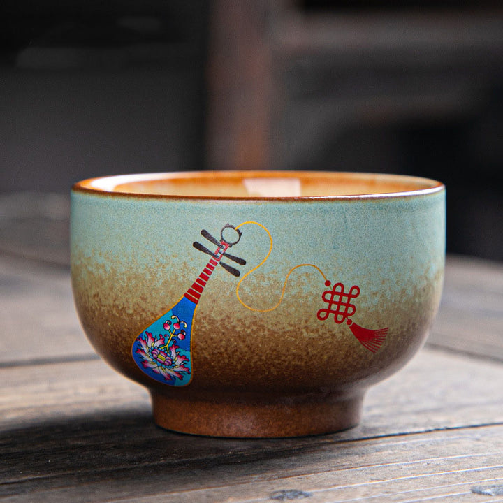 Buddha Stones Colorful Deer Pipa Snow Plum Blossoms Mountains Rivers Bird Ceramic Teacup Kung Fu Tea Cup Bowl - 7cm*4.5cm*100ml - Pipa - image 16