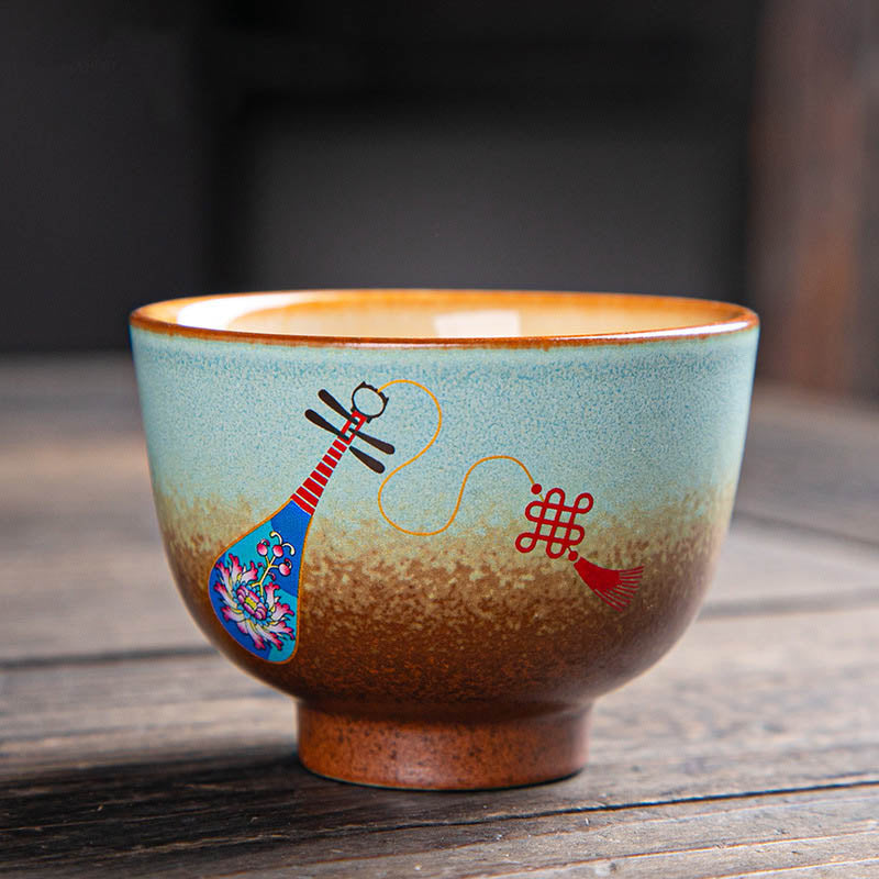 Buddha Stones Colorful Deer Pipa Snow Plum Blossoms Mountains Rivers Bird Ceramic Teacup Kung Fu Tea Cup Bowl - 7cm*5cm*100ml - Pipa - image 27