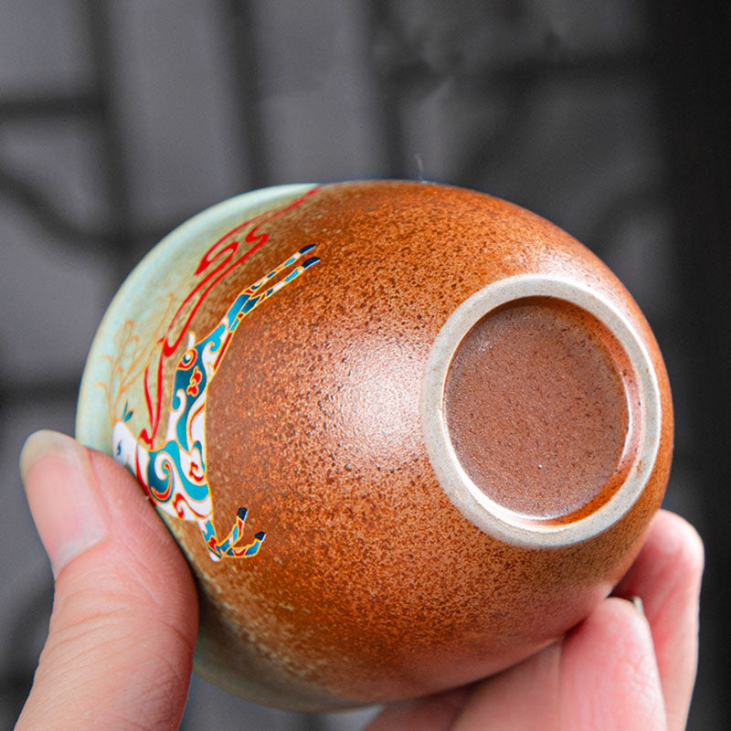 Buddha Stones Colorful Deer Pipa Snow Plum Blossoms Mountains Rivers Bird Ceramic Teacup Kung Fu Tea Cup Bowl - image 3