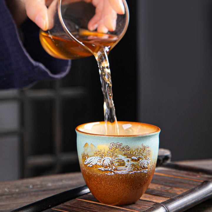 Buddha Stones Colorful Deer Pipa Snow Plum Blossoms Mountains Rivers Bird Ceramic Teacup Kung Fu Tea Cup Bowl - image 8