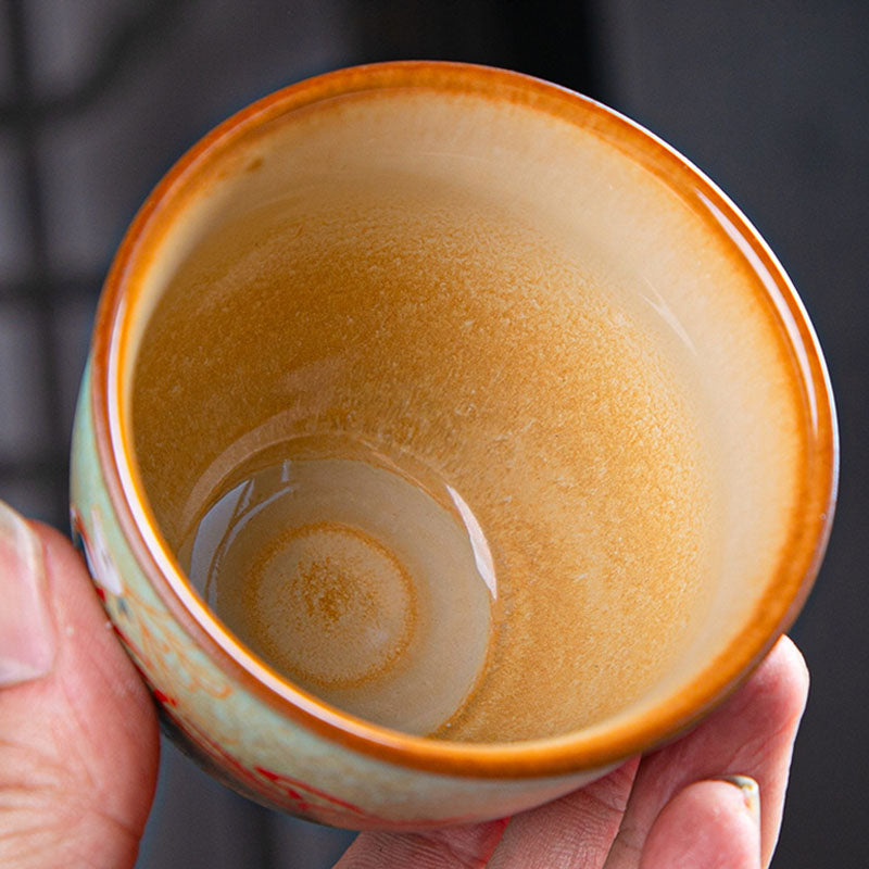 Buddha Stones Colorful Deer Pipa Snow Plum Blossoms Mountains Rivers Bird Ceramic Teacup Kung Fu Tea Cup Bowl - image 15