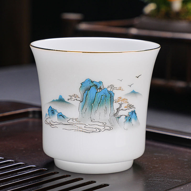 Buddha Stones Mountains Rivers Tree Ceramic Teacup Kung Fu Tea Cup 120ml - Blue Mountains Rivers 6.8cm*6.5cm*120ml - image 6
