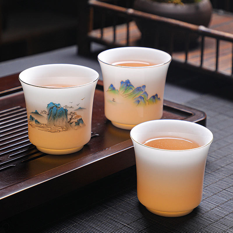 Buddha Stones Mountains Rivers Tree Ceramic Teacup Kung Fu Tea Cup 120ml - image 0