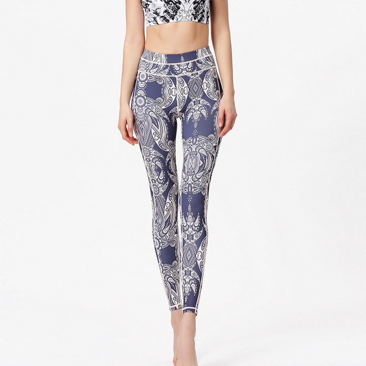 Buddha Stones Flowers Leaves Print Pants Sports Fitness Yoga Leggings Women's Yoga Pants - image 3