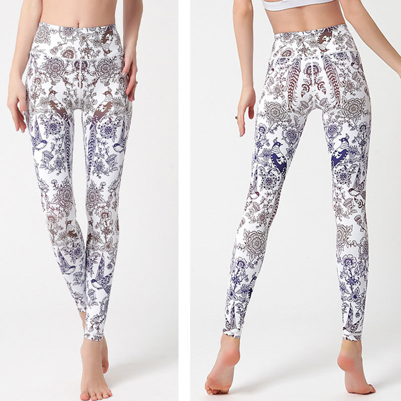 Buddha Stones Flowers Leaves Birds Print Pants Sports Fitness Yoga Leggings Women's Yoga Pants - image 21