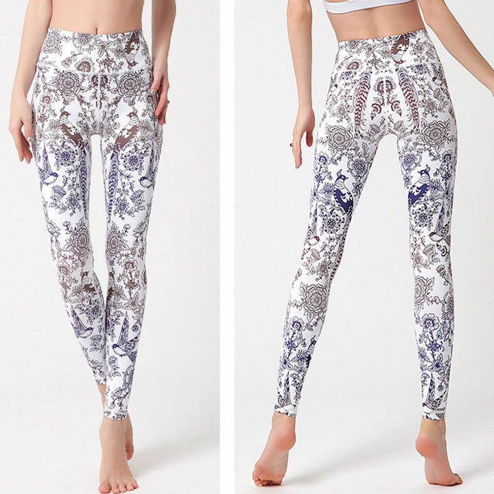 Buddha Stones Flowers Leaves Birds Print Pants Sports Fitness Yoga Leggings Women's Yoga Pants - image 21