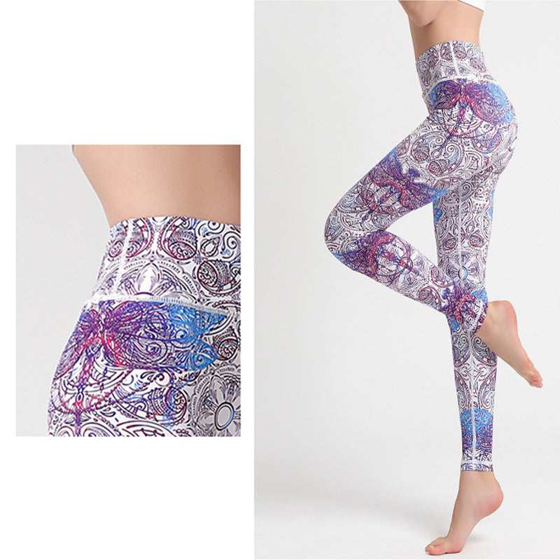 Buddha Stones Flowers Leaves Birds Print Pants Sports Fitness Yoga Leggings Women's Yoga Pants - image 5