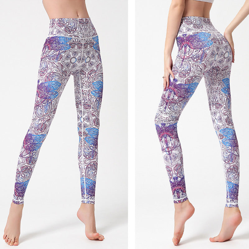 Buddha Stones Flowers Leaves Birds Print Pants Sports Fitness Yoga Leggings Women's Yoga Pants - image 3