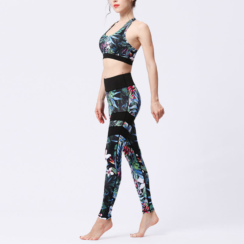 Buddha Stones 2Pcs Sunflower Flowers Leaves Print Top Pants Sports Fitness Yoga Women's Yoga Sets - image 28