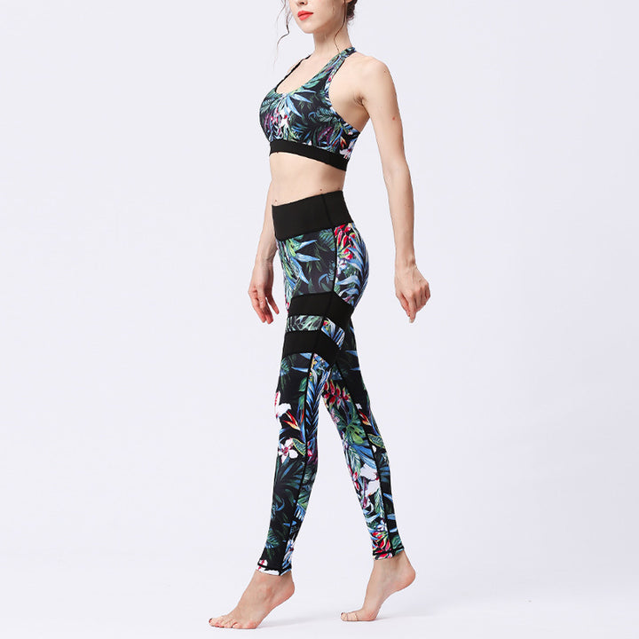 Buddha Stones 2Pcs Sunflower Flowers Leaves Print Top Pants Sports Fitness Yoga Women's Yoga Sets - image 28