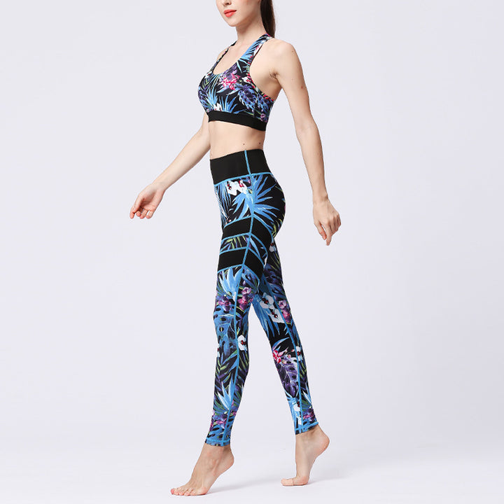 Buddha Stones 2Pcs Sunflower Flowers Leaves Print Top Pants Sports Fitness Yoga Women's Yoga Sets - image 34