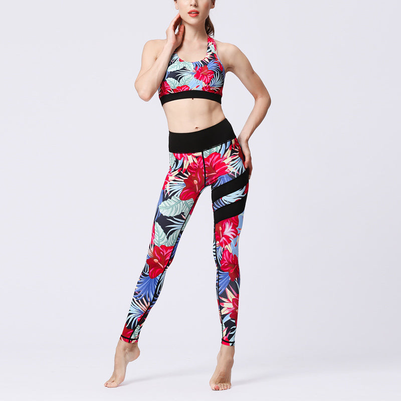 Buddha Stones 2Pcs Sunflower Flowers Leaves Print Top Pants Sports Fitness Yoga Women's Yoga Sets - image 42