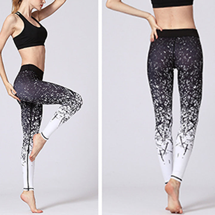 Buddha Stones Lines Weeds Sakura Flowers Black Tree Print Pants Sports Fitness Yoga Leggings Women's Yoga Pants - image 7