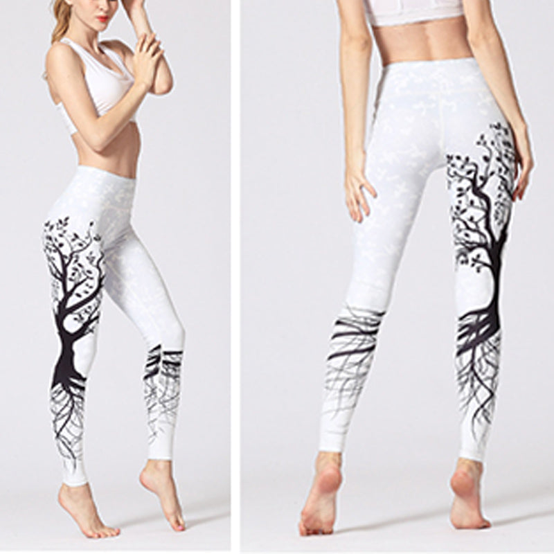 Buddha Stones Lines Weeds Sakura Flowers Black Tree Print Pants Sports Fitness Yoga Leggings Women's Yoga Pants - image 31