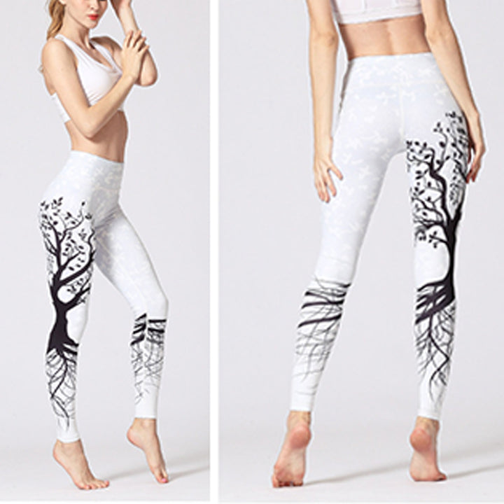 Buddha Stones Lines Weeds Sakura Flowers Black Tree Print Pants Sports Fitness Yoga Leggings Women's Yoga Pants - image 31