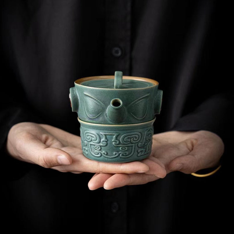 Buddha Stones Sanxingdui Ceramic Teacup Kung Fu Tea Cup With Bag - image 1