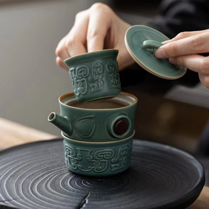 Buddha Stones Sanxingdui Ceramic Teacup Kung Fu Tea Cup With Bag - image 14