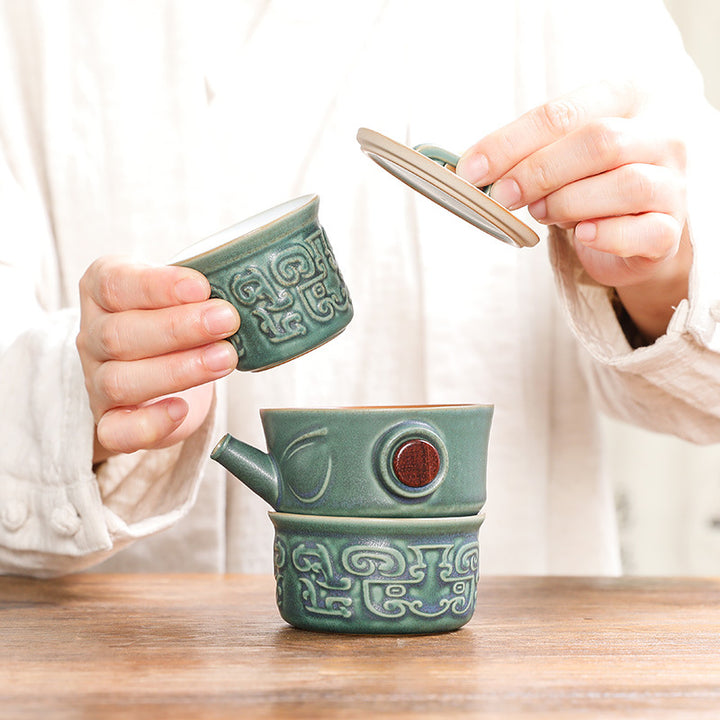 Buddha Stones Sanxingdui Ceramic Teacup Kung Fu Tea Cup With Bag - image 2