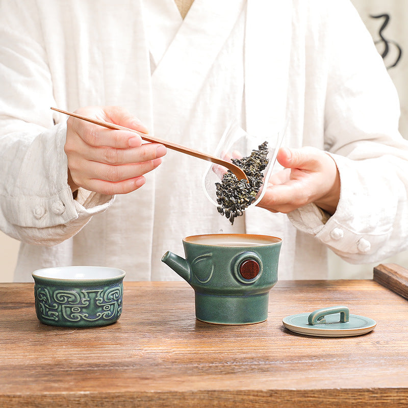 Buddha Stones Sanxingdui Ceramic Teacup Kung Fu Tea Cup With Bag - image 3