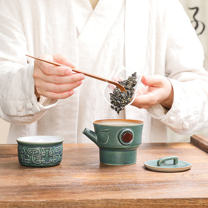 Buddha Stones Sanxingdui Ceramic Teacup Kung Fu Tea Cup With Bag - image 3