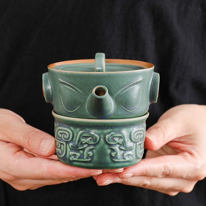 Buddha Stones Sanxingdui Ceramic Teacup Kung Fu Tea Cup With Bag - image 16