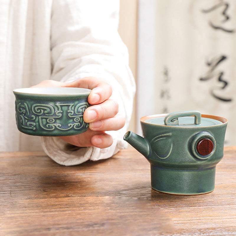 Buddha Stones Sanxingdui Ceramic Teacup Kung Fu Tea Cup With Bag - image 18