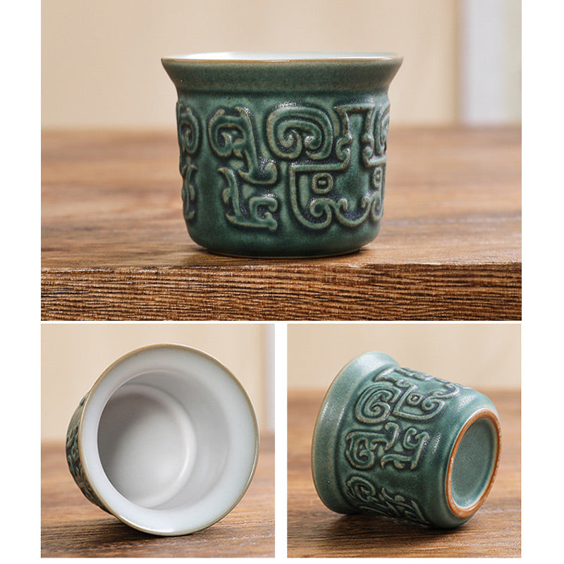 Buddha Stones Sanxingdui Ceramic Teacup Kung Fu Tea Cup With Bag - image 11