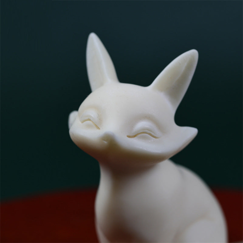 Buddha Stones Mini Nine Tailed Fox Ivory Fruit Protection Home Decoration - image 6