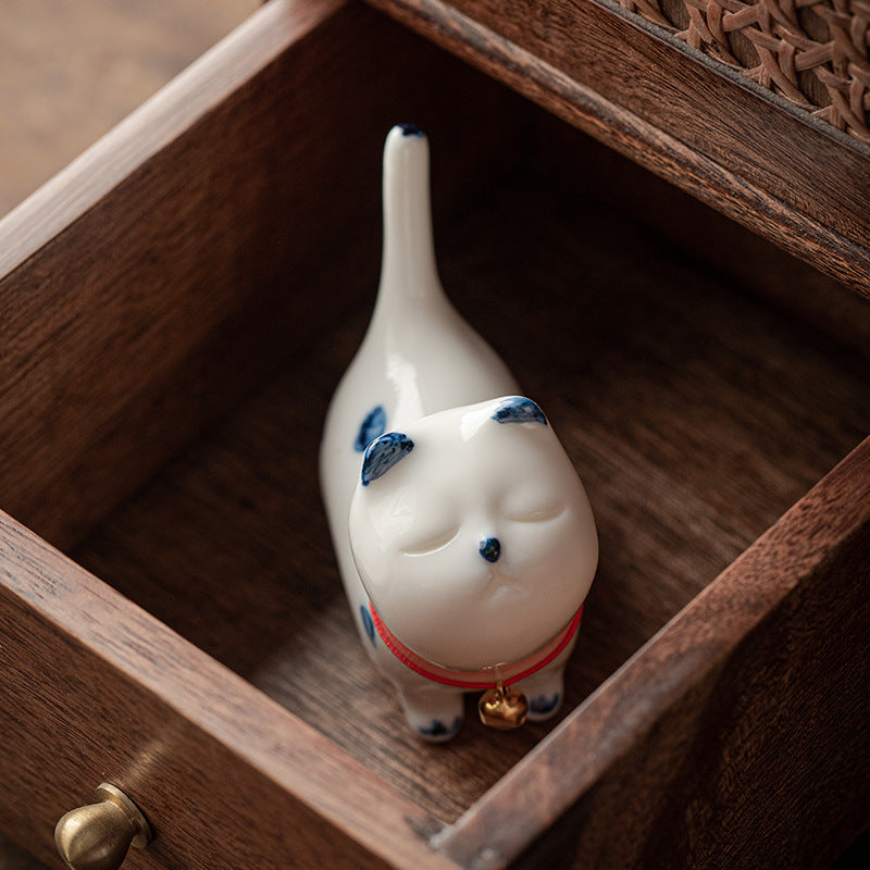 Buddha Stones Mini Lucky White Cat Kitten Tea Pet Ceramic Home Desk Figurine Decoration - image 2