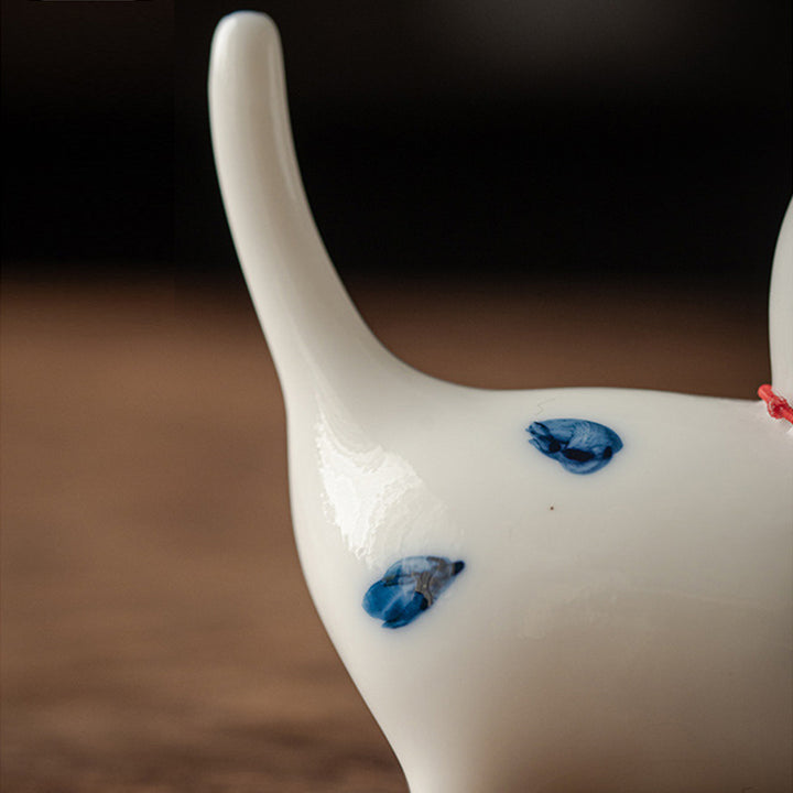Buddha Stones Mini Lucky White Cat Kitten Tea Pet Ceramic Home Desk Figurine Decoration - image 10