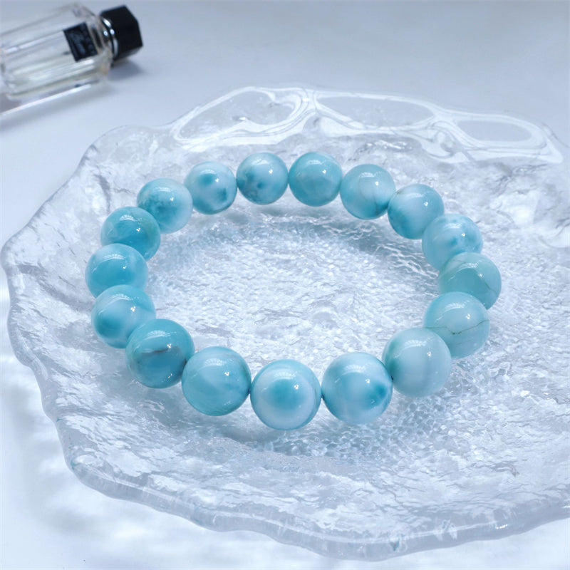 Buddha Stones Natural Larimar Wisdom Confidence Bracelet - Grade A - 14mm(Wrist Circumference 14-16cm) - image 0