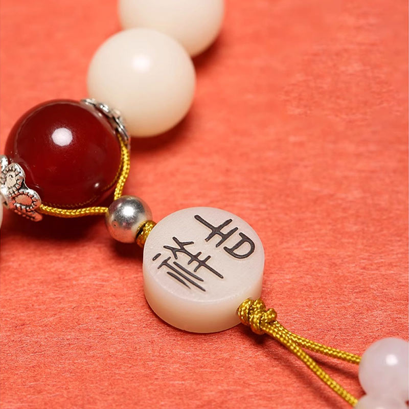 Buddha Stones Bodhi Seed Red Agate Black Obsidian Pink Crystal Rutilated Quartz Peace Wrist Mala Bracelet - image 6