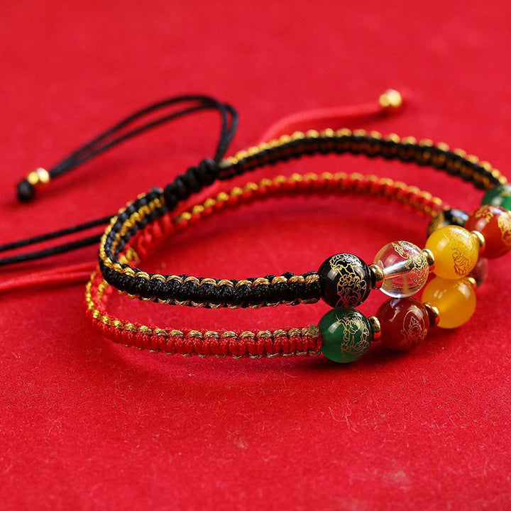 Buddha Stones Five Directions Gods of Wealth Agate Handmade Protection String Braid Bracelet - image 6